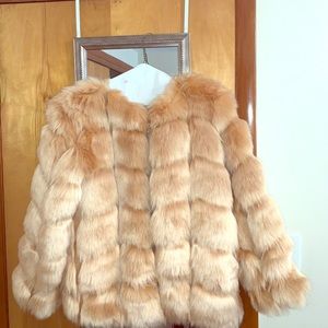 Tan Missguided bubble faux fur coat!